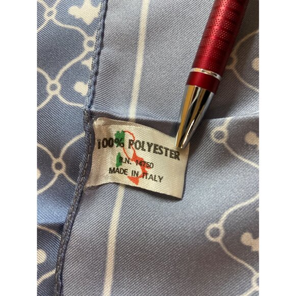 Vitg Square Scarf Moroccan Geometric Blue White Neck Wrap Bandana Italian Made - Picture 5 of 7